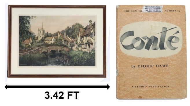 Cedric Dawe (1906-1996) British, Pastel Landscape & Instructional Art Book: Cedric Dawe (1906-1996) British, Pastel Landscape & Instructional Art Book Signed lower left. Information and attribution verso. Titled "Castle Combe". Drawn in Conte in February 19