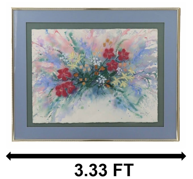 Don Prys (Born 1948) American, Original Watercolor on Paper: Don Prys (Born 1948) American, Original Watercolor on Paper. Some mixed media to give the piece a three dimensional quality. A beautiful spray of flowers with rich colors throughout. Signed bottom rig