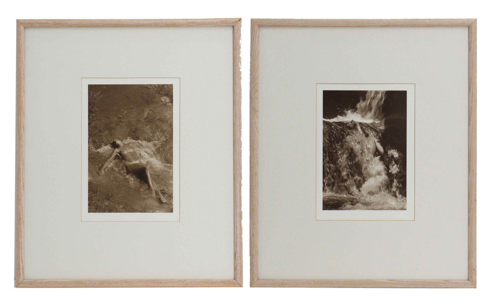 (2) Doug Neal (20th/21st Century) American, Two Nudes, Original Photographs: Doug Neal (20th/21st Century) American, Two Nudes, Pair of Original Photographs. Signed. Fenway Gallery label on the reverse. Neal is known for his silver gelatin photographs of nudes in natural setti