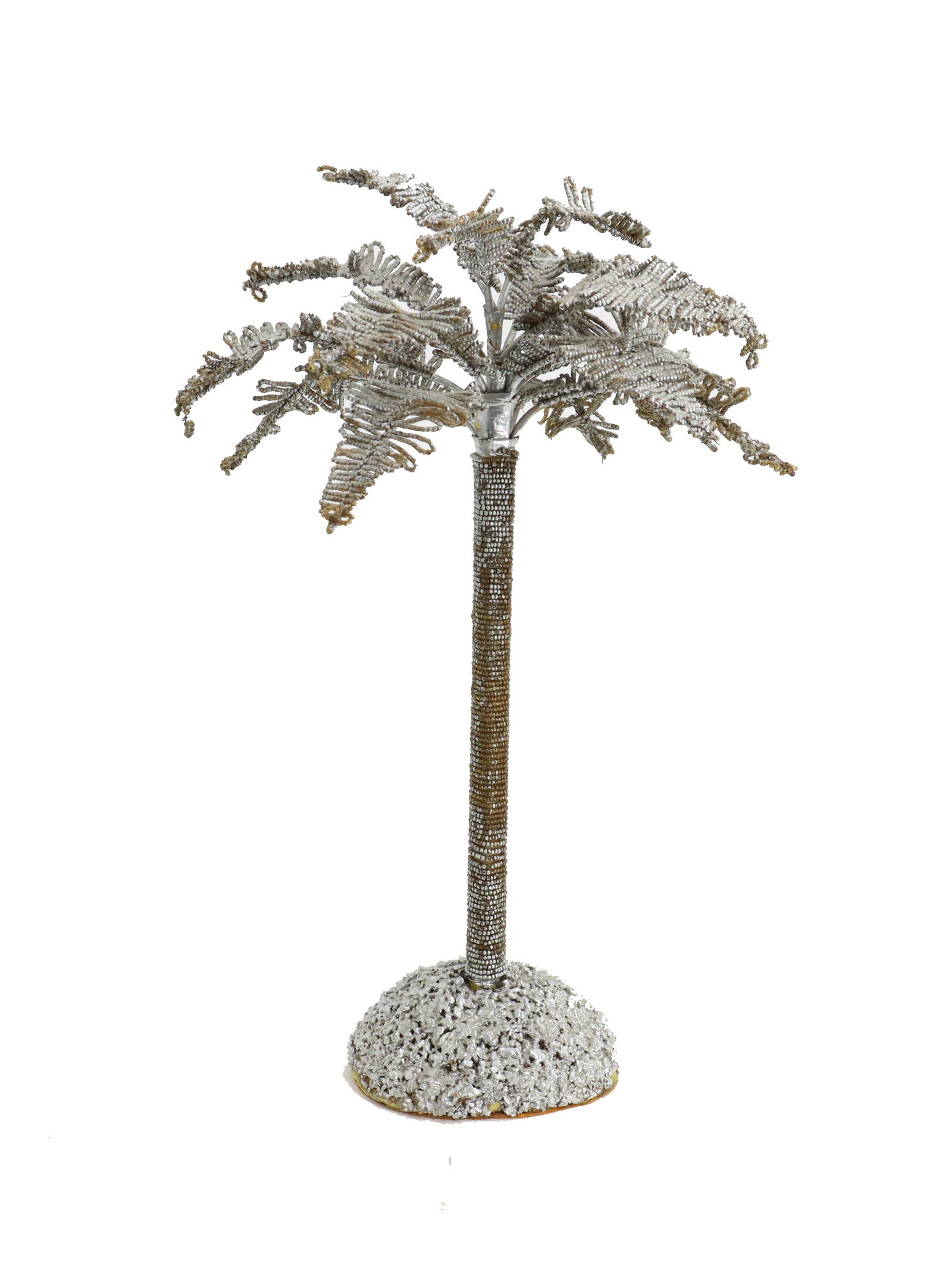 Hollywood Regency Style Beaded Brass Palm Tree Sculpture (1 of 17)