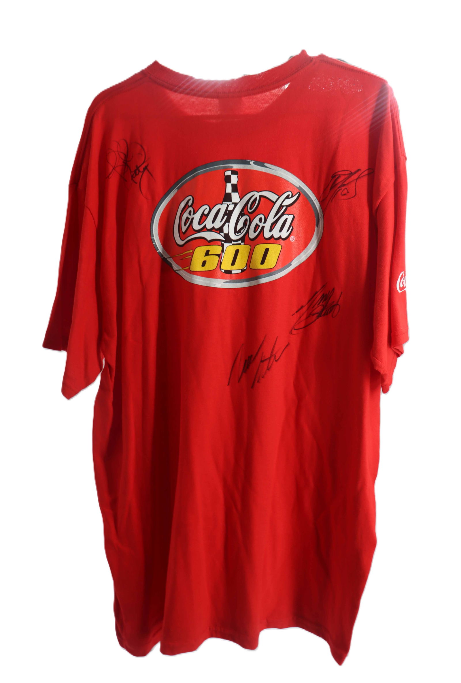 Coca-Cola 600 NASCAR Tony Stewart Signed Shirt: Coca-Cola 600 NASCAR Tony Stewart Signed Shirt. Kyle Petty, Tony Stewart, & other names on back. Size: Extra Large The Coca-Cola 600, originally the World 600, is an annual 600-mile