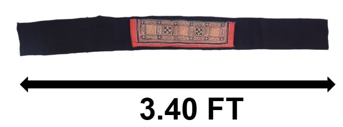 Chinese Miao Men's Kusak Waist Wrap: Chinese Miao Men's Kusak Waist Wrap. Men's sash or waistband, featuring a centralized, highly decorative textile panel. The applied panel showcases intricate embroidery in a