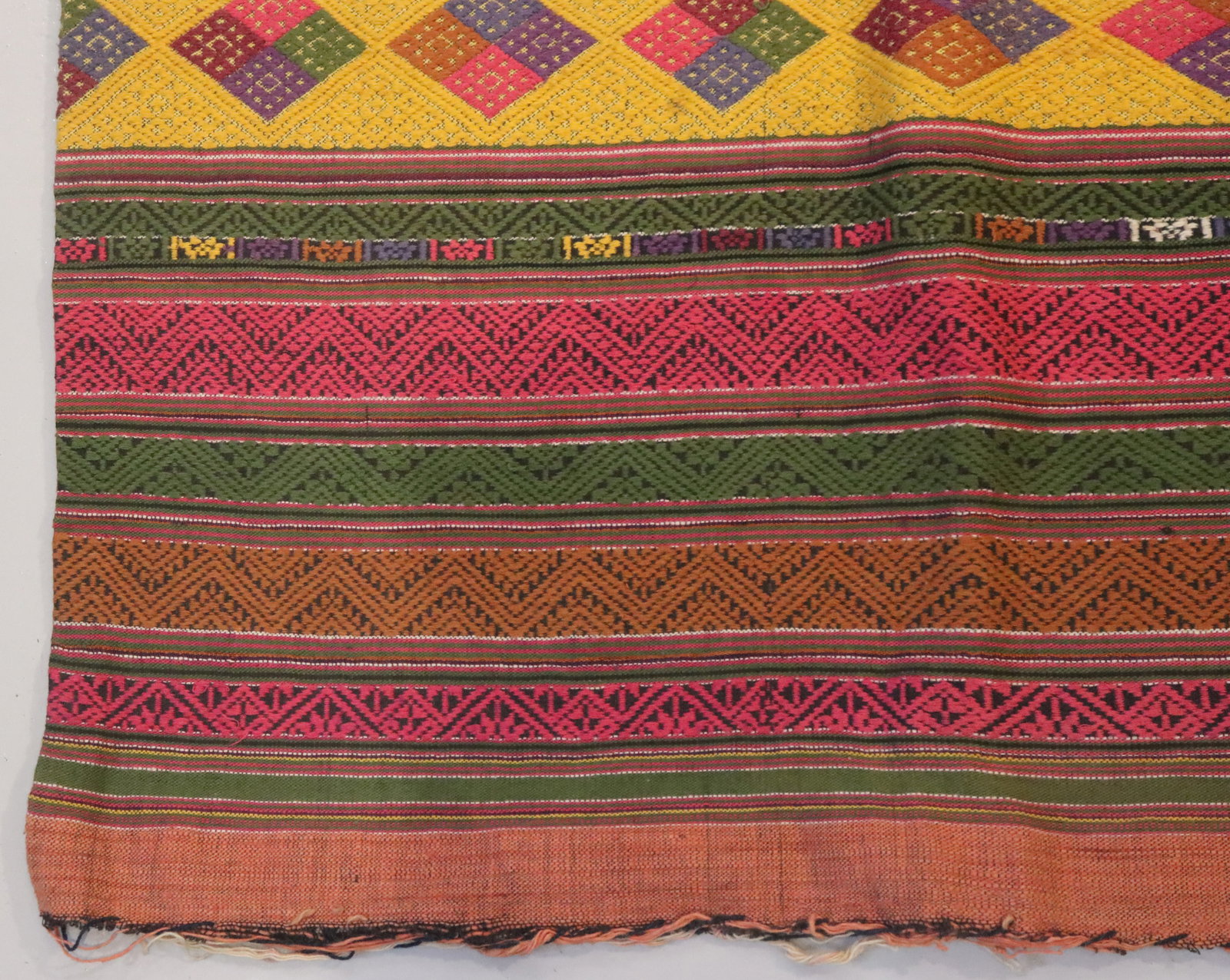 Vintage Tai Lue Phaa Sin Ikat Cotton and Wool Skirt - 3