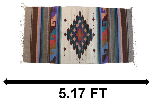 Mexican Zapotec Wool Rug with God's Eye and Mythology Pattern: Mexican Zapotec Wool Rug with God's Eye and Mythology Pattern. Subtle colors and geometric patterns show the symbol of the watchful god observing the history of mankind, symbolized by the lines on