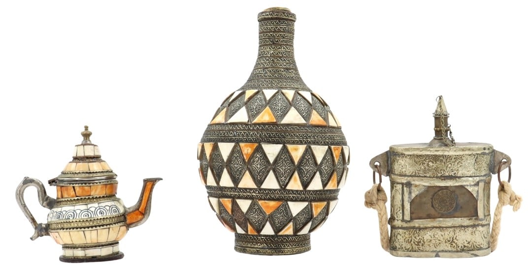 (3) Moroccan Brass and Tile Vessels (1 of 19)