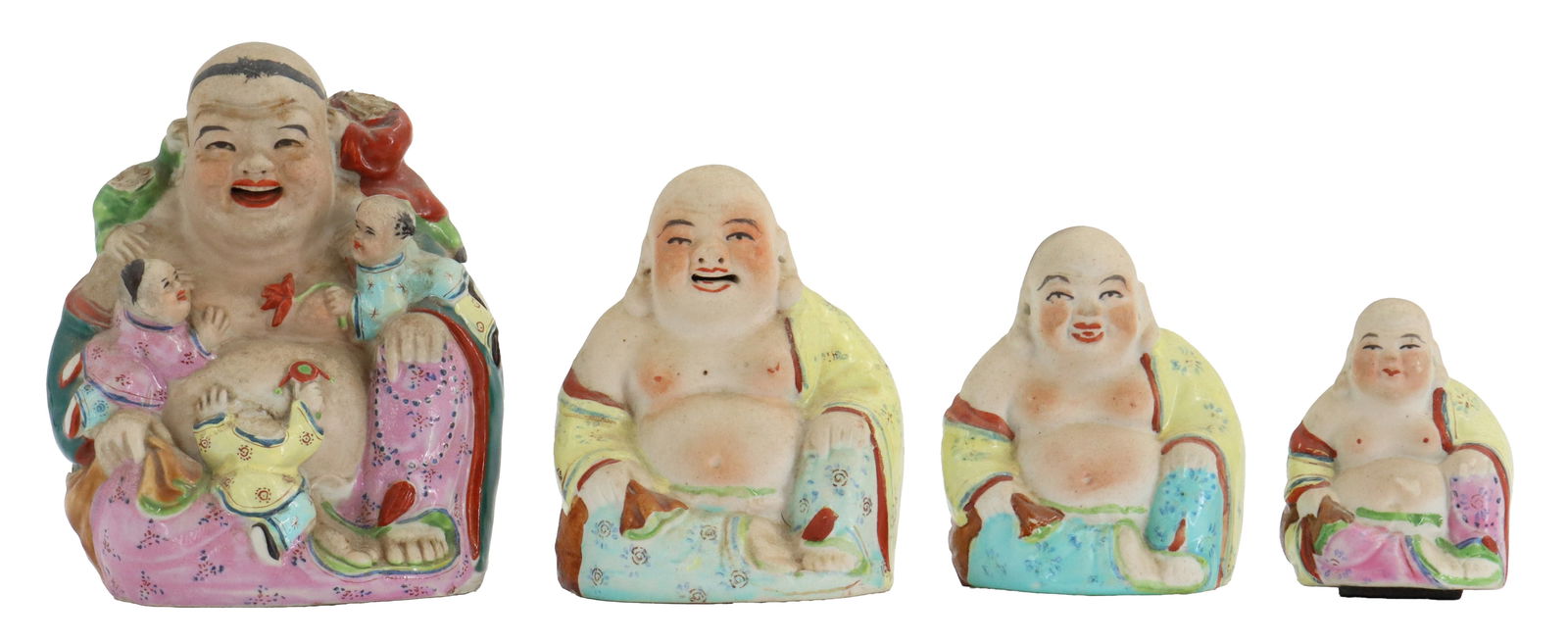 Set of (4) Chinese Porcelain Laughing Buddhas (1 of 6)