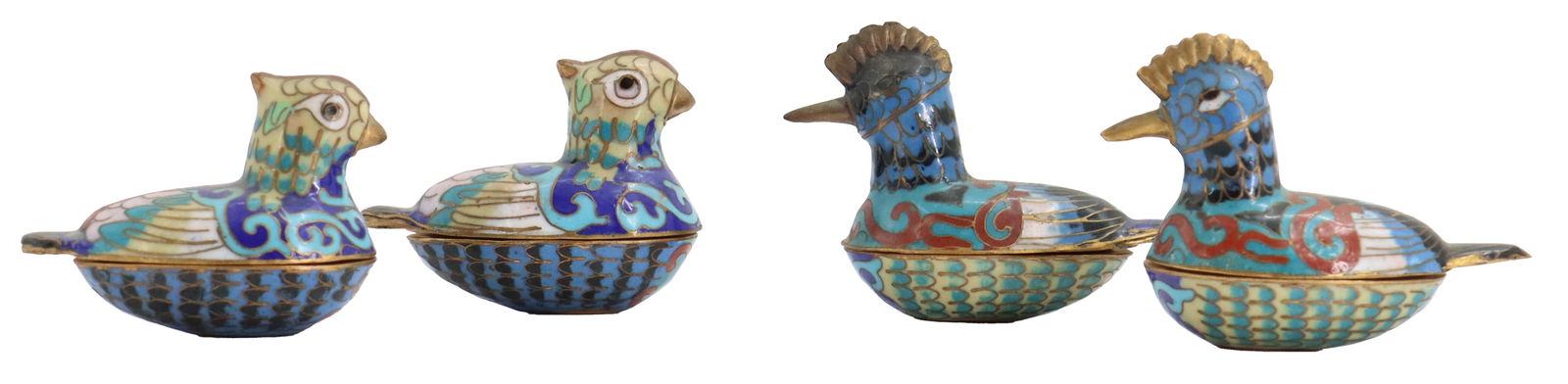 (4) Cloisonne Bird Shaped Boxes (1 of 8)