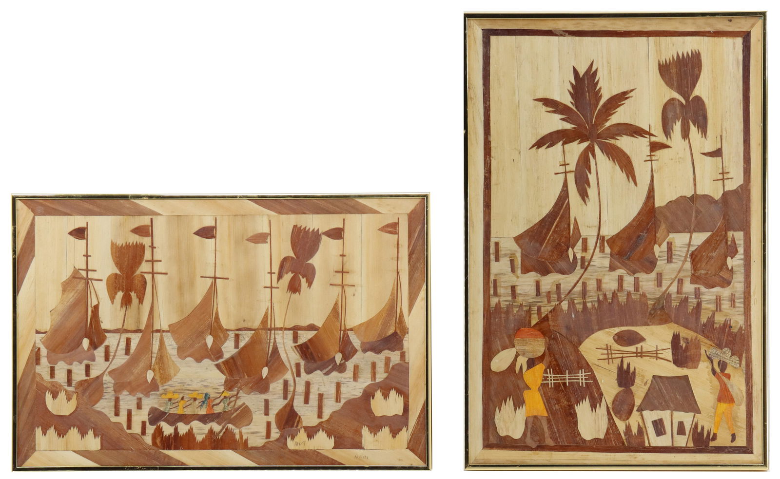 (2) Haitian Banana Wood Bark Collages (1 of 13)