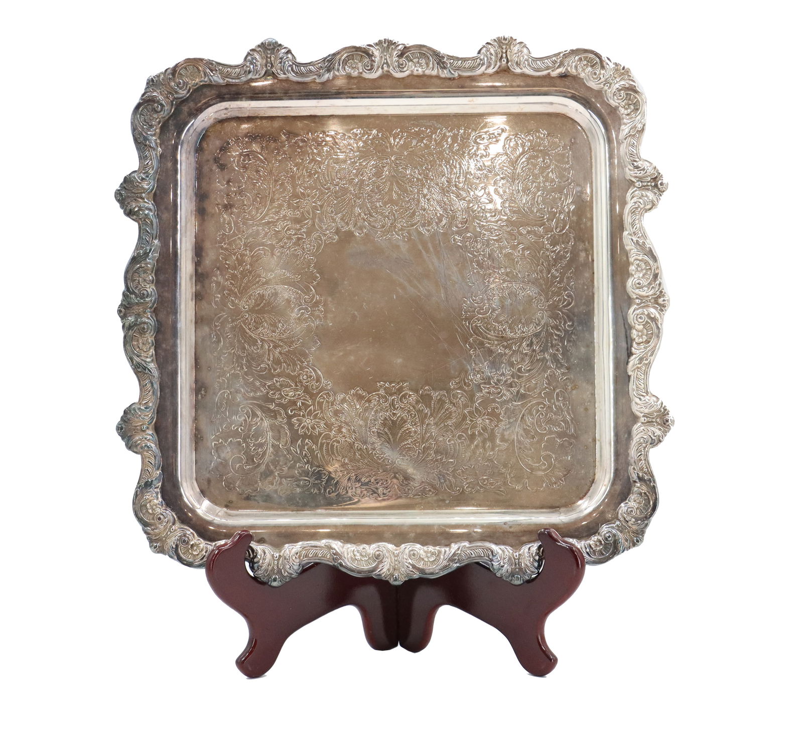 Poole Silver Company Ornate Silverplated Footed Serving Tray (1 of 11)