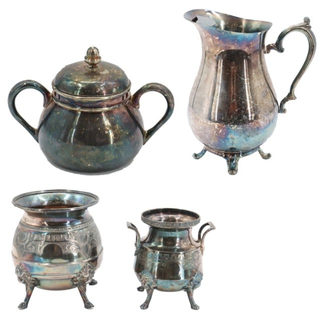(2) Lucius Hart Triple Silverplated Pots and (2) Vintage American Silverplated Vessels (1 of 15)
