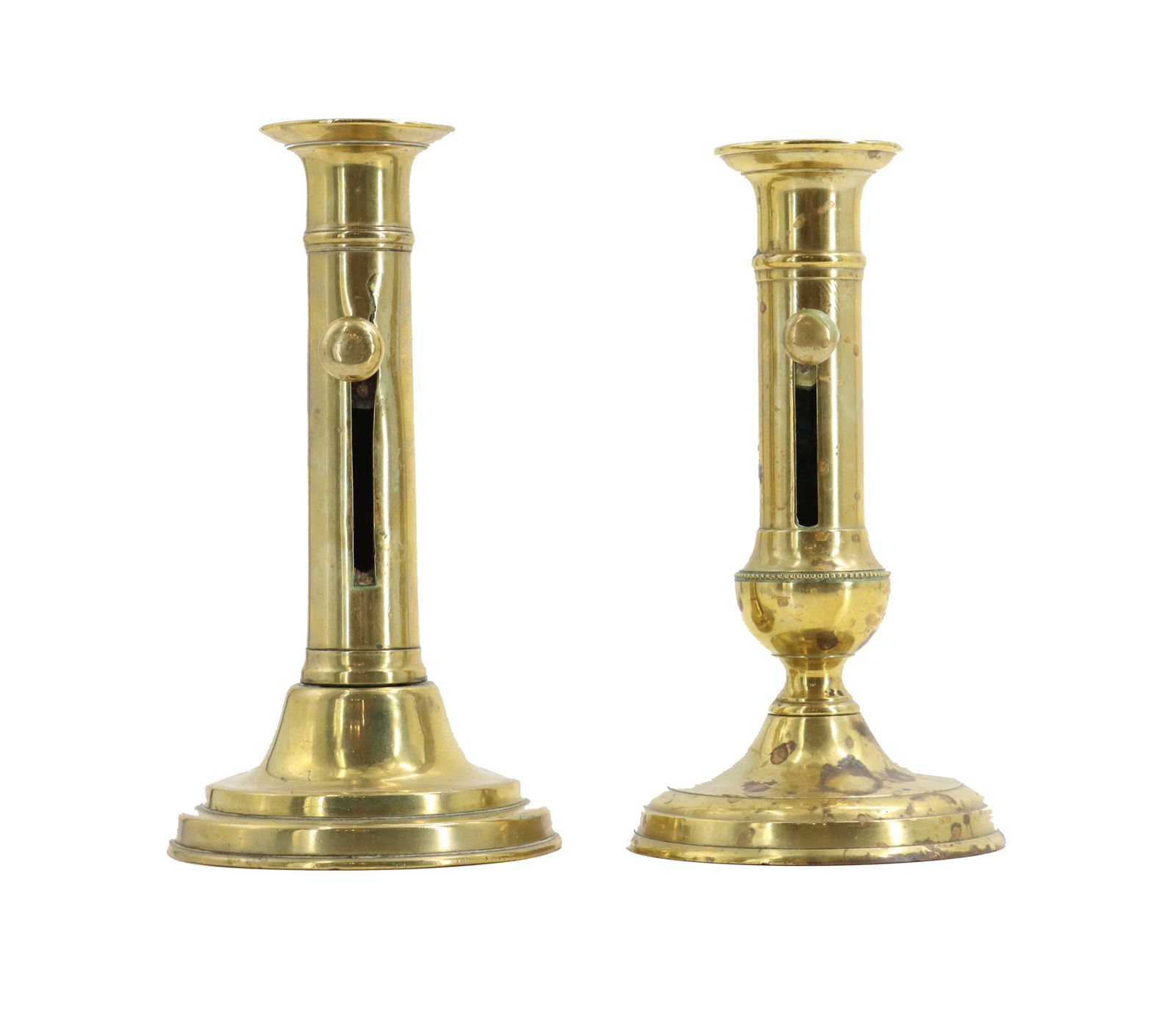 (2) Antique French Side Ejector Brass Candlesticks - AS IS (1 of 12)