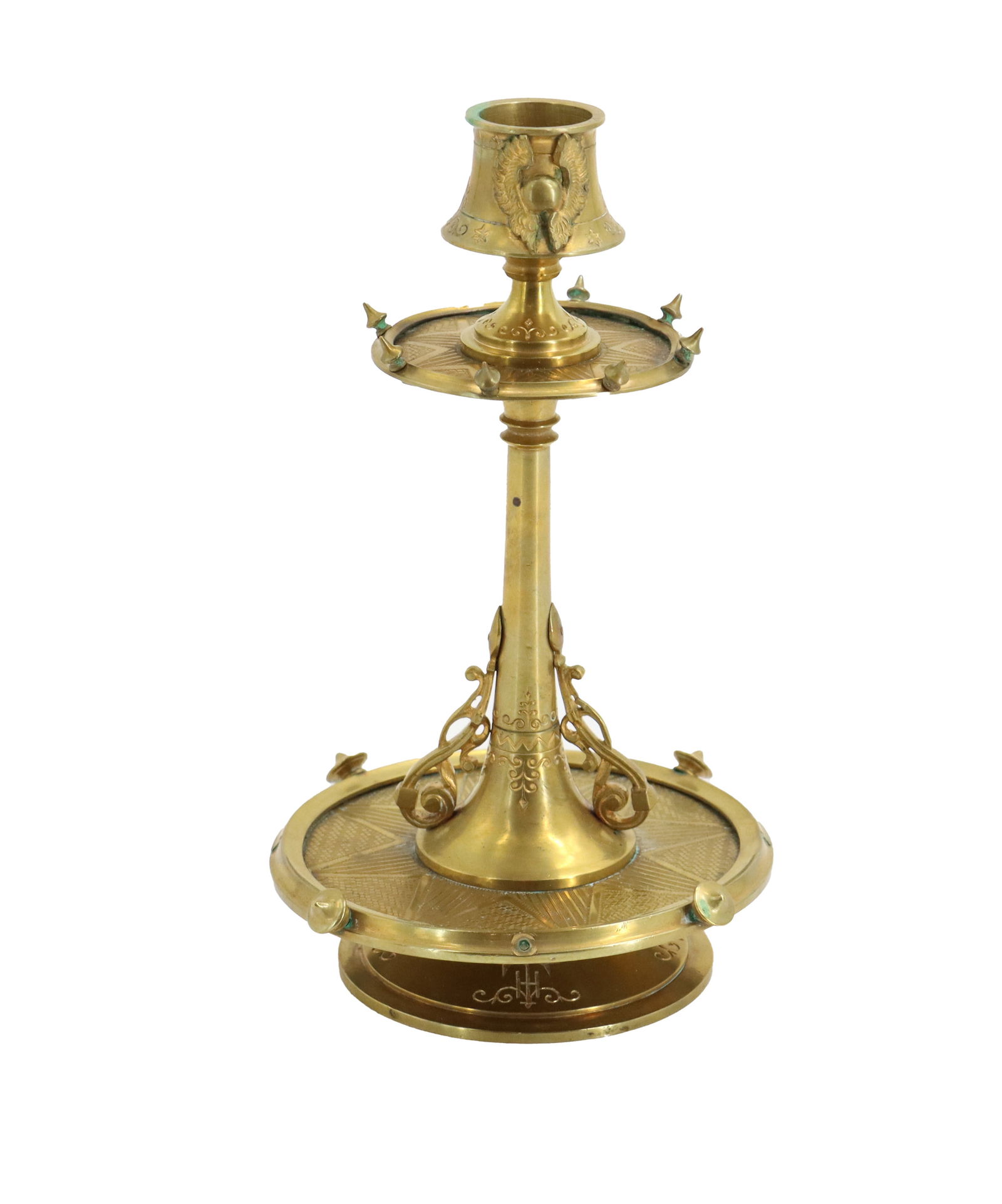 Antique German Lucerne Style Elaborate Brass Candlestick (1 of 10)