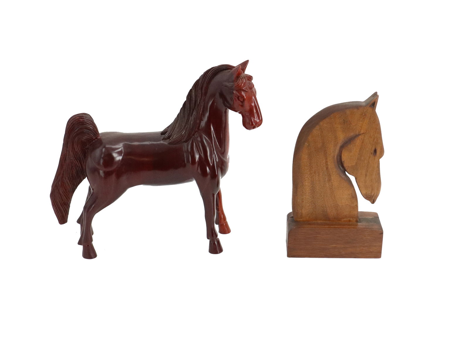 (2) Carved Wooden Horses (1 of 20)