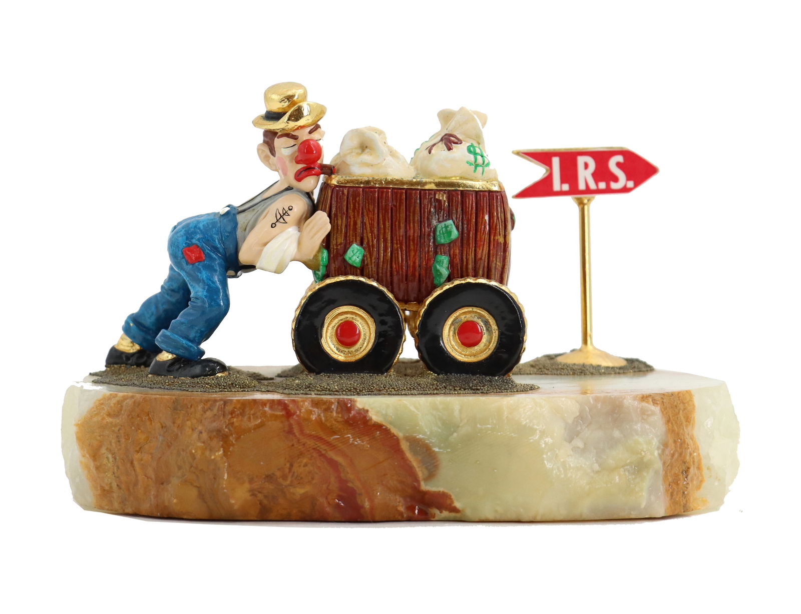 Ron Lee (1947-2017) American, Hand Painted Pewter and Onyx Clown Statue (1 of 13)