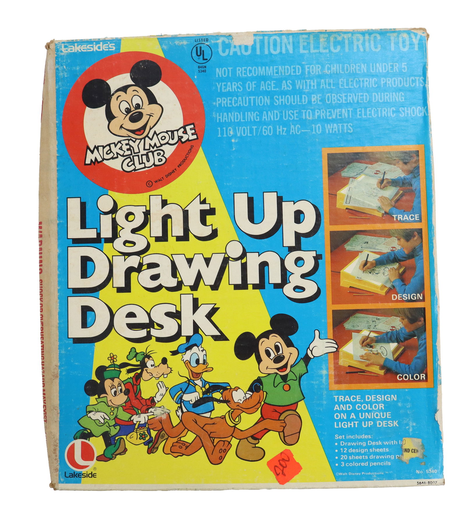 Vintage Working 1970s Mickey Mouse Club Light Up Drawing Desk in Original Box (1 of 9)