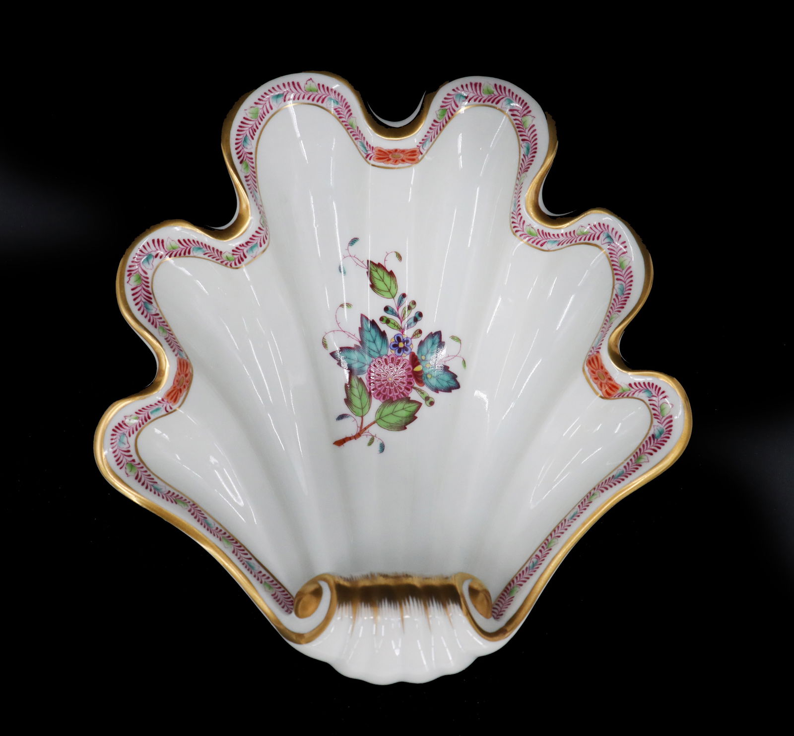 Hungarian Herend Porcelain Hand Painted Scallop Bowl (1 of 13)