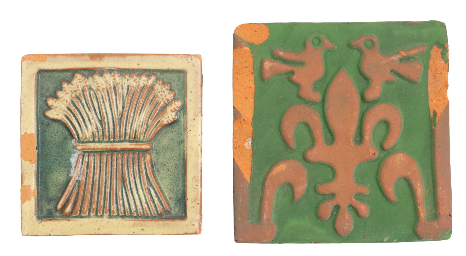 (2) Moravian Pottery Arts & Crafts Inspired Tiles (1 of 12)