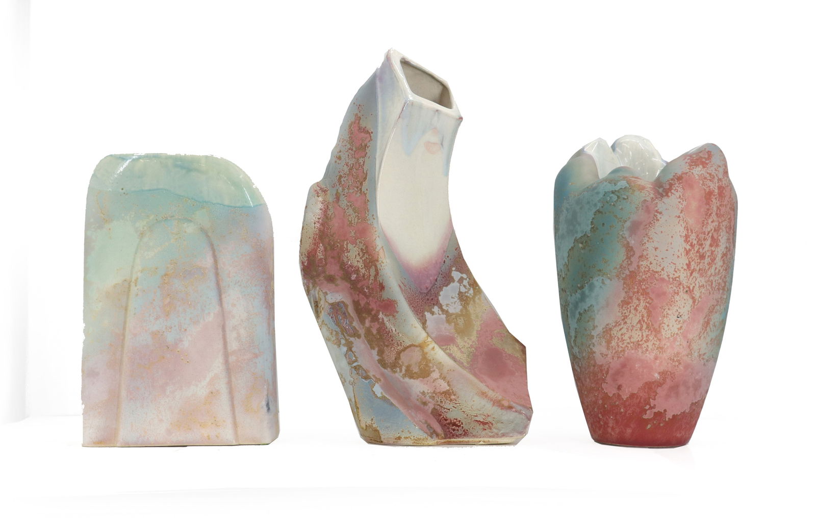 Tony Evans (1942-2009) Welsh/American, (3) Ceramic Pottery Vases: Tony Evans (1942-2009) Welsh/American, (3) Ceramic Pottery Vases. Each a different shape and size. Signed on underside or near base. The one shown in the middle in the images has a certificate on the