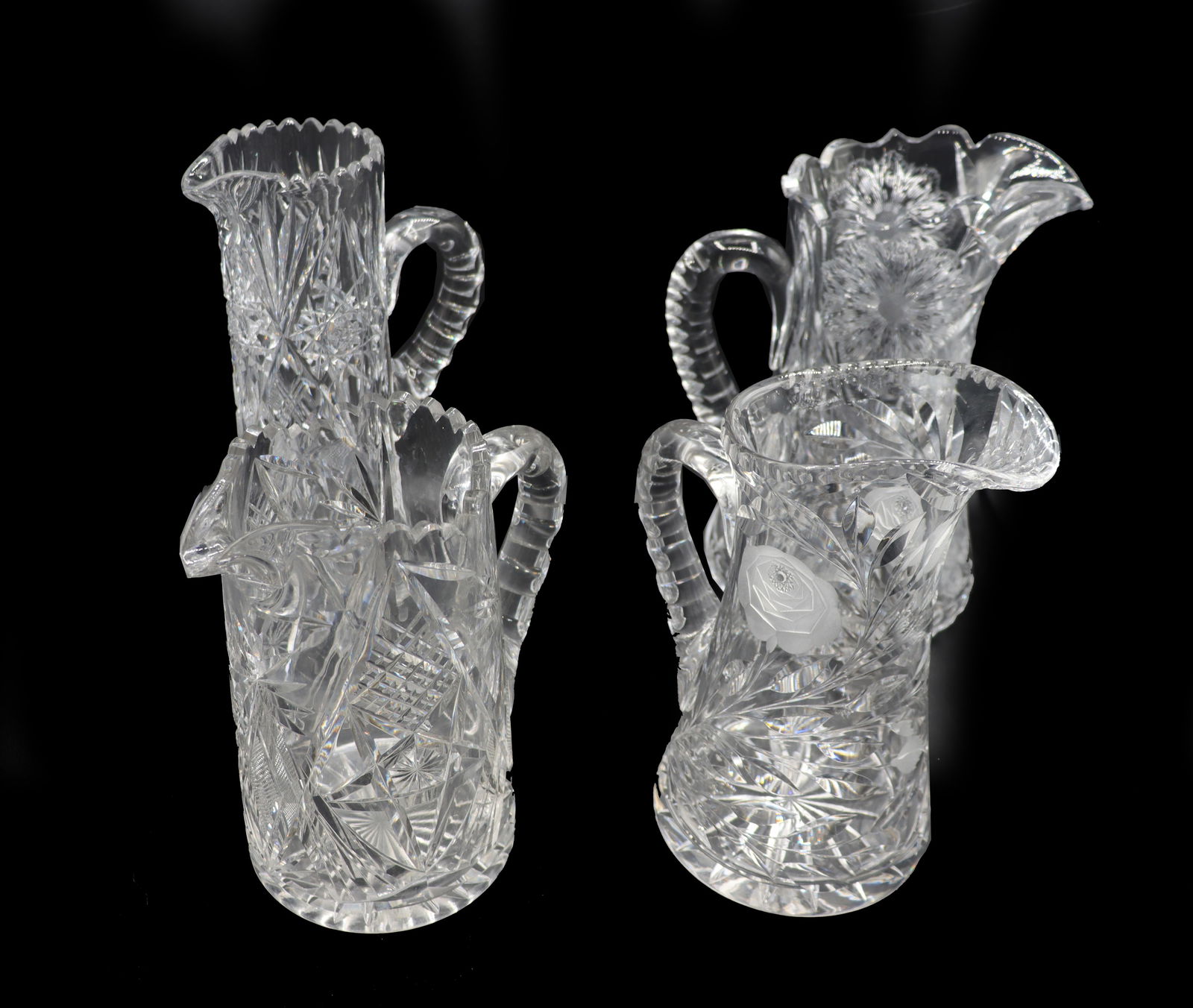 (4) American Brilliant Period Cut Crystal Pitchers (1 of 20)