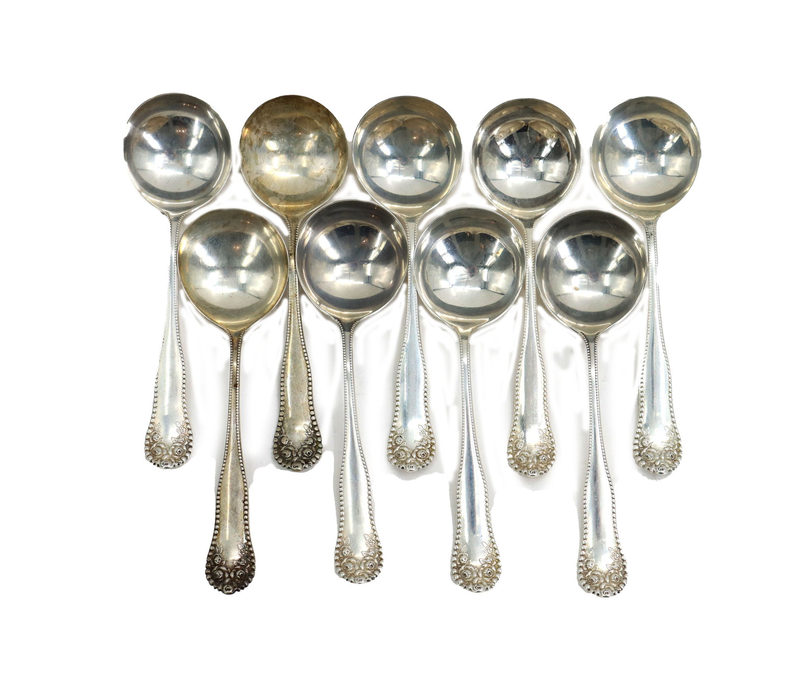 (9) Gorham Lancaster Pattern Sterling Silver Chocolate Spoons - 5.88 ozt. (1 of 9)
