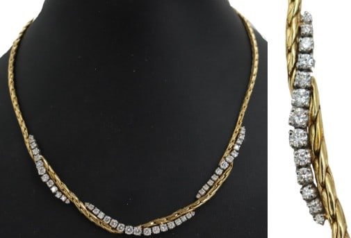 One Marked 18k Gold and Diamond Necklace - Gross 30.2 g. (1 of 17)