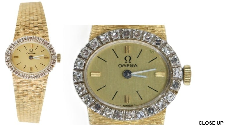 One Marked 850 (18k) Gold and Diamond Omega Cocktail Wristwatch (1 of 13)