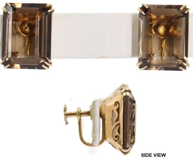 One Pair of Marked 14k Gold and Topaz Screw-Back Earrings - Gross 13.1 g. (1 of 14)