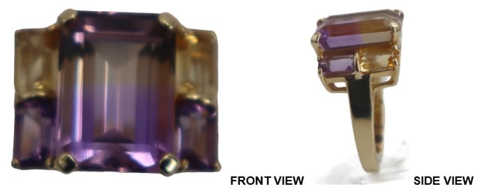 One Marked 14k Gold, Amethyst and Citrine Ring - Gross 6.4 g. (1 of 12)