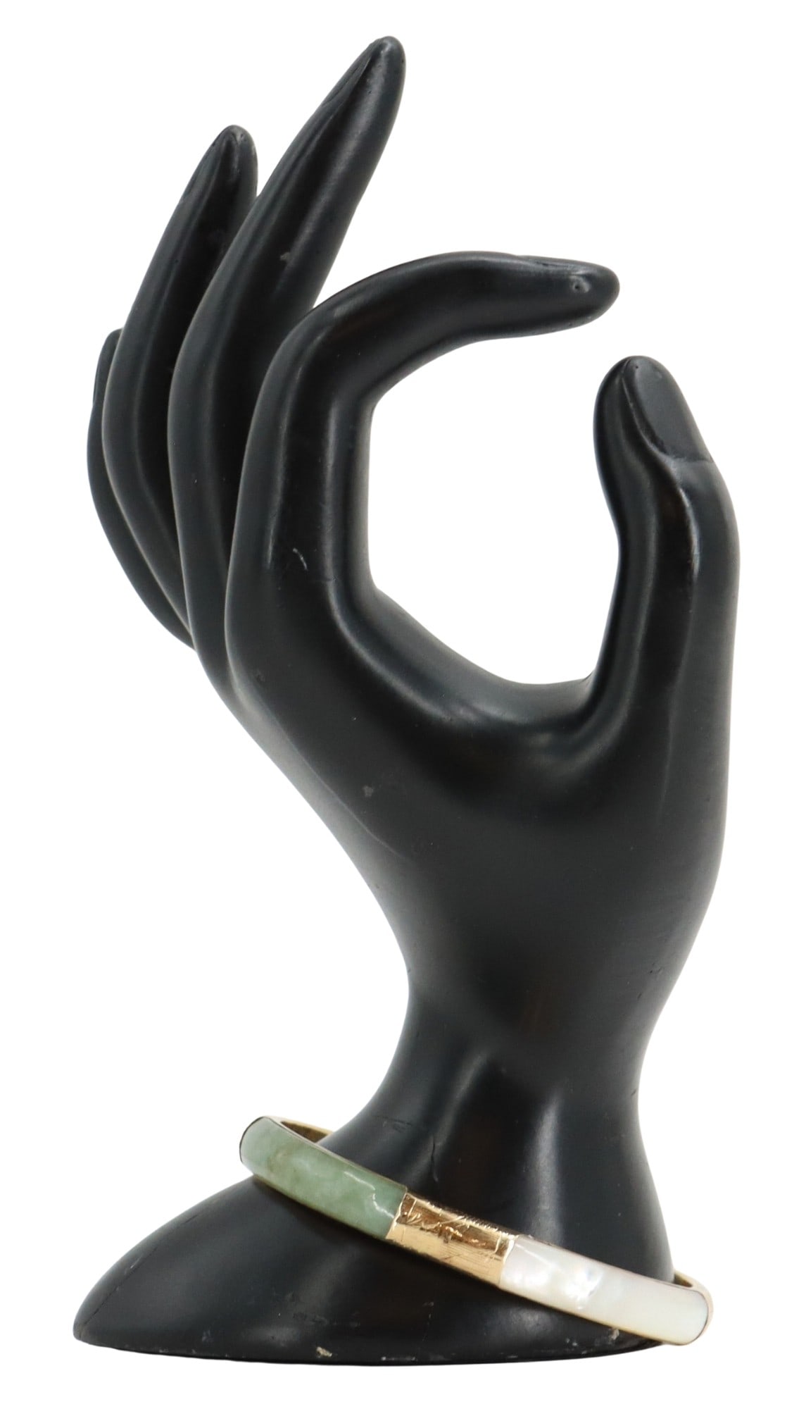 One Marked 14k Gold Bracelet with Mother of Pearl and Jade Panels (1 of 11)