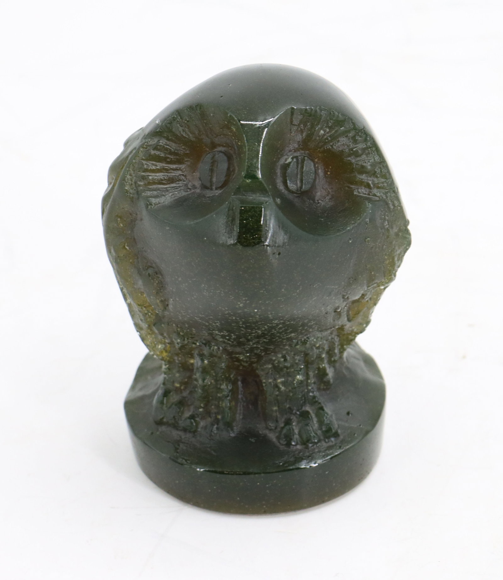 Jean-Pierre Demarchi For Daum Green Pate de Verre Owl Sculpture (1 of 12)