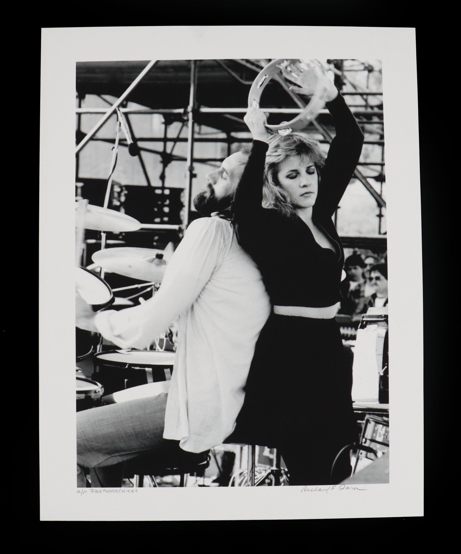 Richard E. Aaron (1949-2016) American, Artist's Proof Photography Print, Fleetwood Mac/Stevie Nicks: Richard E. Aaron (1949 - 2016) American, Artist's Proof Photography Print, Fleetwood Mac/Stevie Nicks. Black-and-white photograph of Mick Fleetwood and Stevie Nicks of Fleetwood Mac performin