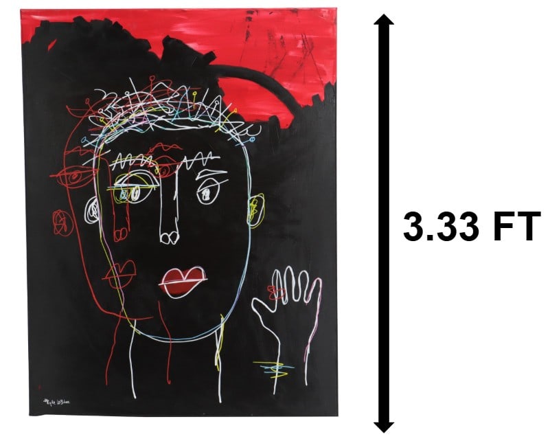 Kyle LeBlanc (born 1995) American, Acrylic on Canvas Neo-Expressionist Portrait "Boy Meets Birl": Kyle LeBlanc (born 1995) American, Acrylic on Canvas Neo-Expressionist Portrait "Boy Meets Birl". Neo-expressionist portrait of a stylized face and hand rendered in white, red, and yell