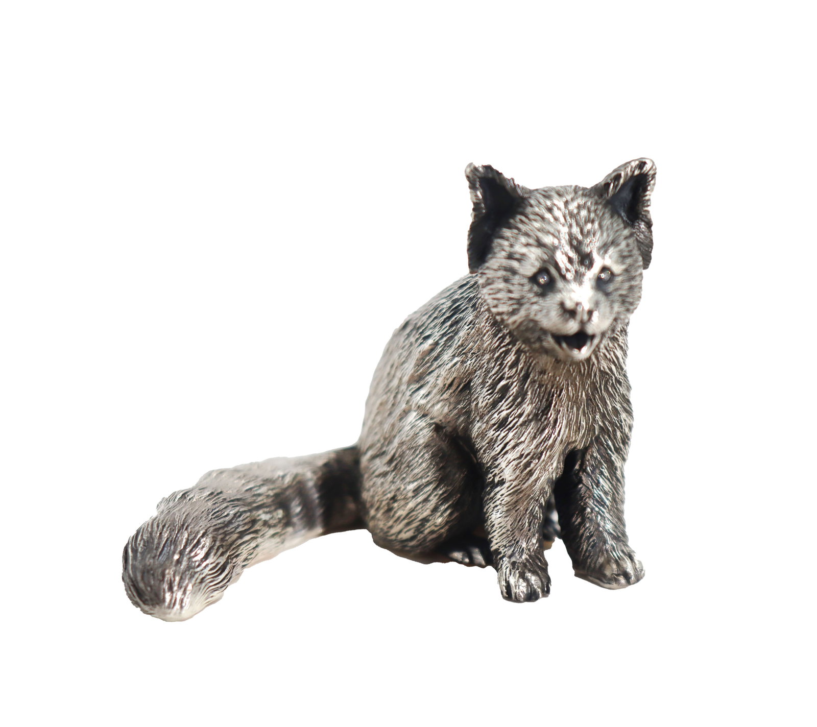 Russian 84 Silver Red Panda Figurine - 2.270 ozt.: Russian 84 Silver Red Panda Figurine. Marked on underside. Has a textured coat and an alert expression. Has clear stone eyes. Size: 2 x 1 1/2 x 2 in.Weight: 2.270 ozt.