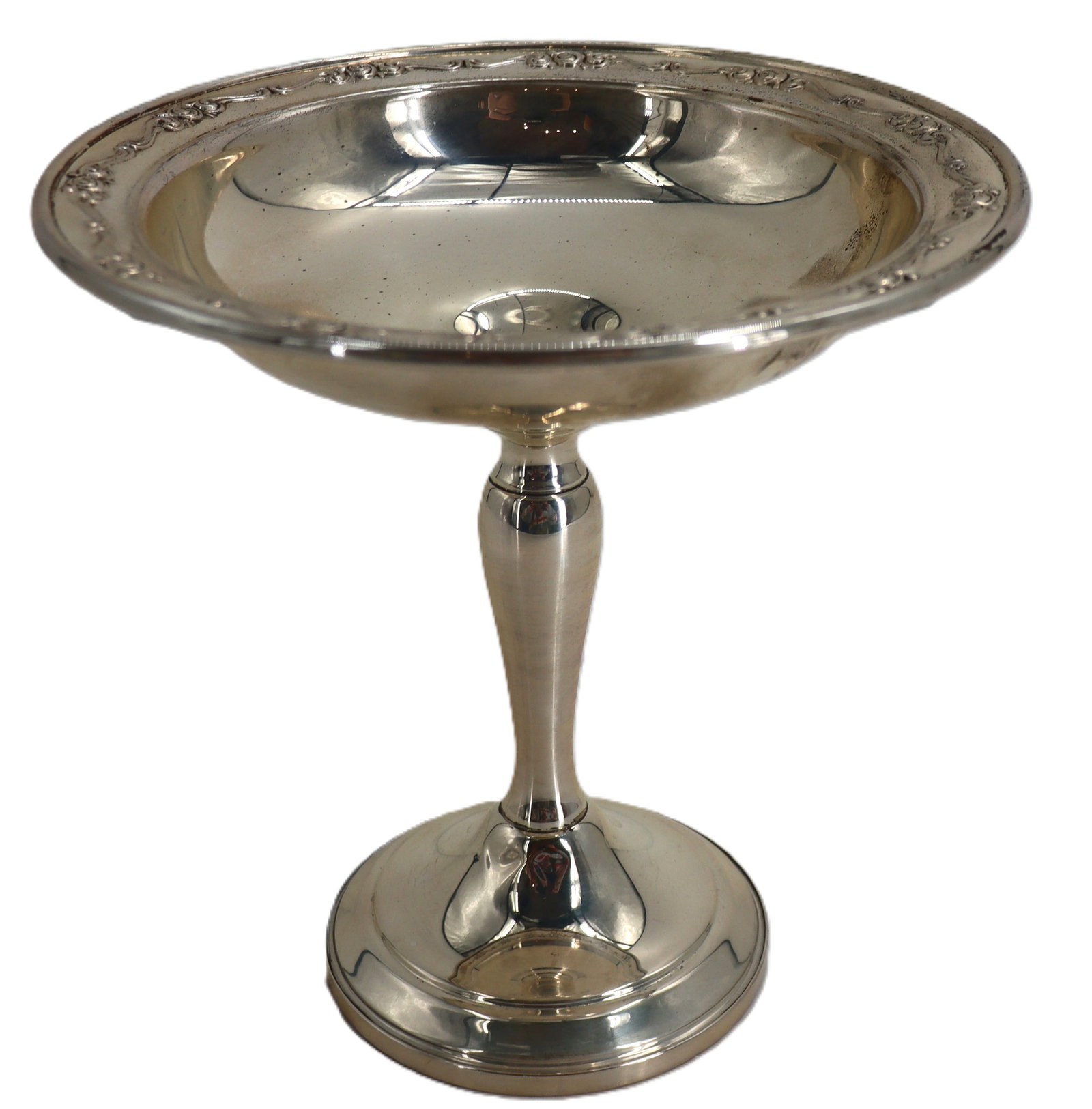 Gorham Sterling Silver Weighted Pedestal Comport Bowl: Gorham Sterling Silver Weighted Pedestal Comport Bowl. Simple, elegant design. Marked "Gorham Sterling Cement Filled Reinforced with Rod of Other Metal 1281" on the underside. Size:&nb
