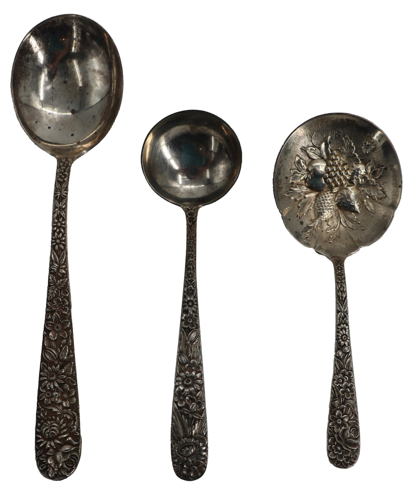 (3) S. Kirk & Son Rose Pattern Sterling Silver Spoons - 3.585 ozt. (1 of 14)