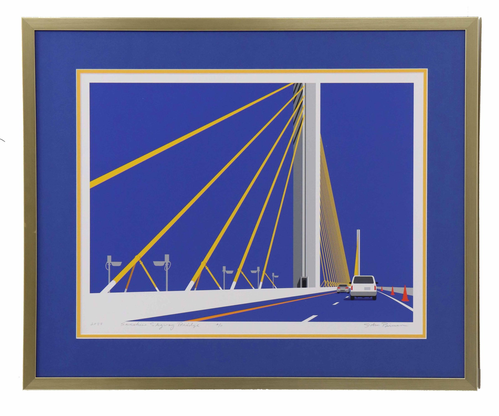 John Pirman (21st Century) American, Artist's Proof Lithograph Graphic Print "Sunshine Skyway (1 of 10)