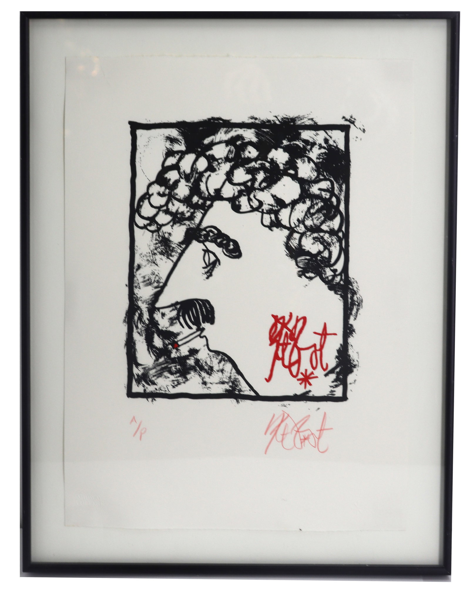 Kurt Vonnegut (1922-2007) American, Artists Proof Silkscreen Print: Kurt Vonnegut (1922-2007) American, Artists Proof Silkscreen Print. Depicts the artist's self-portrait in his personal cartoonish style, with a signature in the print itself bottom right and hand