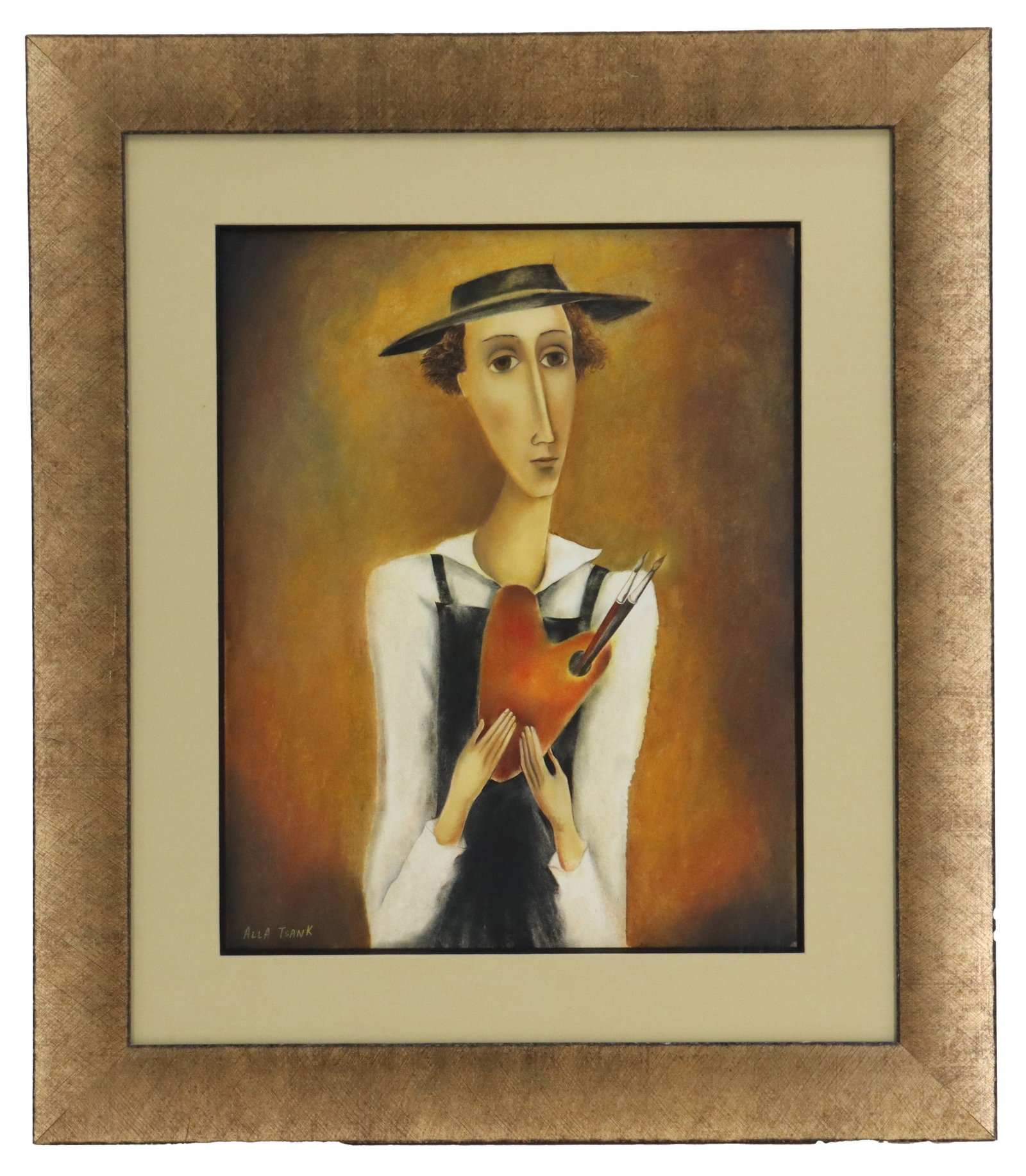 Alla Tsank (Born 1962) Russian/American, Pastel on Paper Portrait of an Artist Holding His Palette (1 of 9)