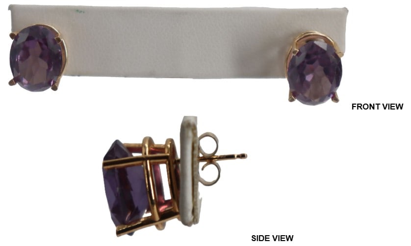 One Pair of Tested 14k Gold and Amethyst Earrings - Gross 5.2 g. (1 of 9)