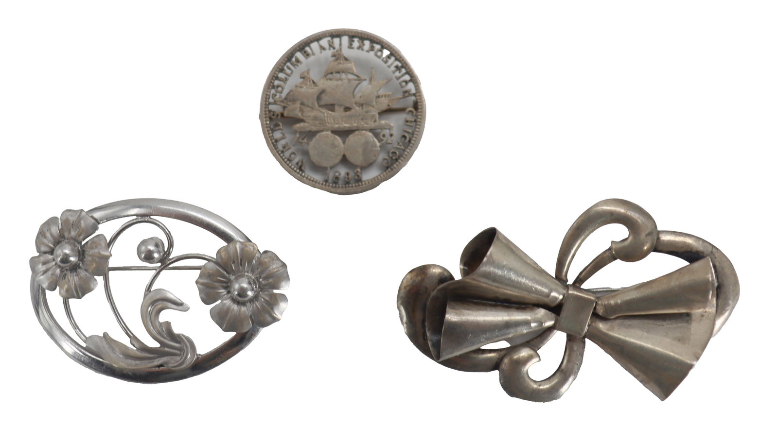 (3) Silver Brooches - 0.8 ozt. (1 of 10)