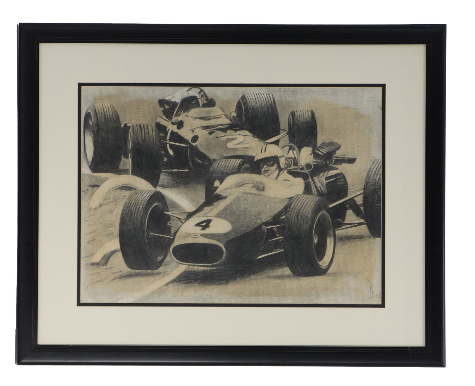 Charcoal Drawing of the 1967 F1 Grand Prix (1 of 8)