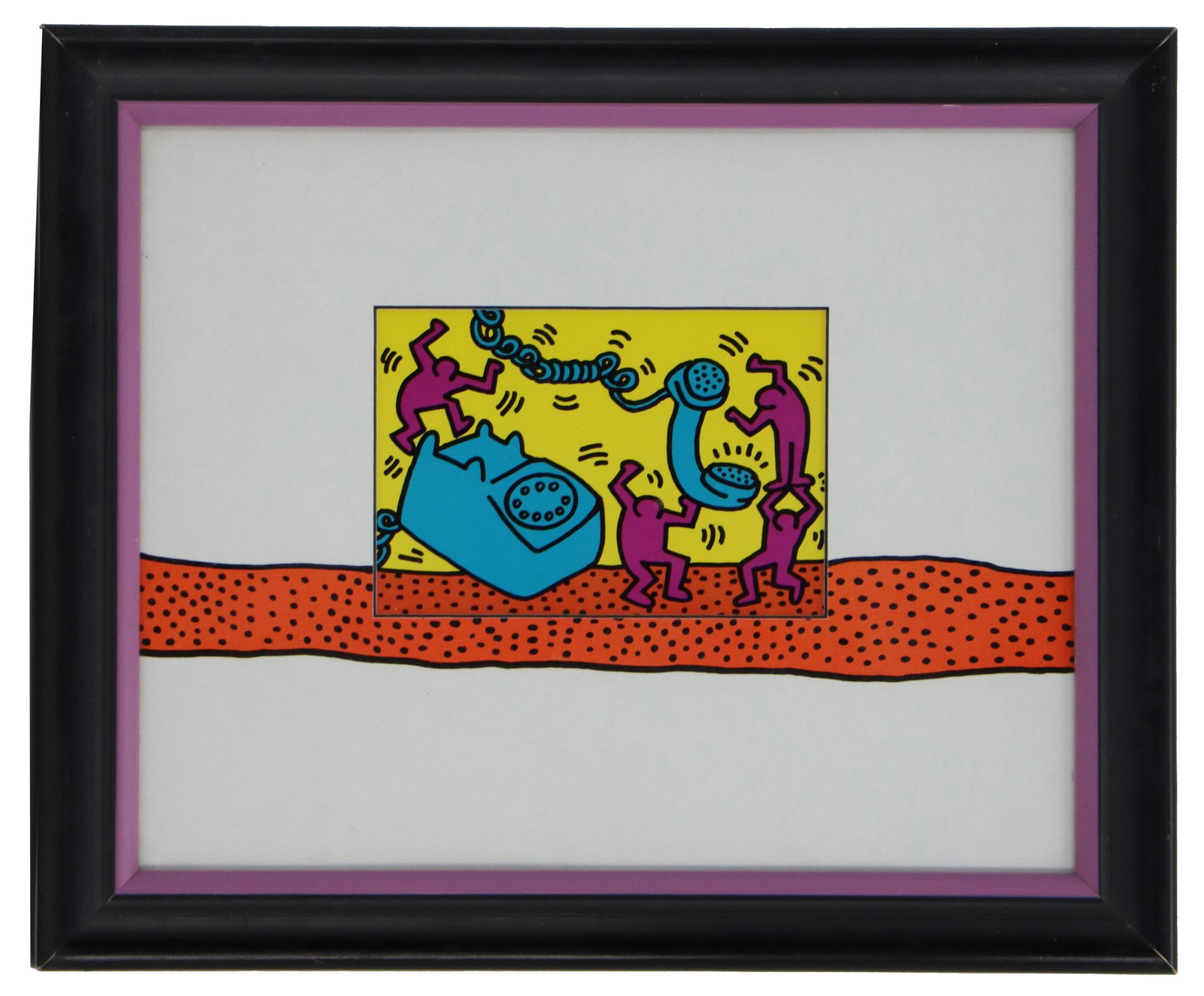Keith Haring (1958–1990) American, Street Art Serigraph "Figures with Telephone" (1 of 8)