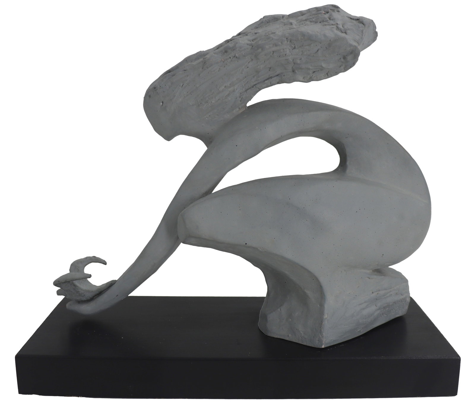David Fisher (1928-2017) Ukrainian/American, Austin Productions Abstract Sculpture: David Fisher (1928-2017) Ukrainian/American, Austin Productions Abstract Sculpture. Title: "Freedom Flight." An abstract stone depiction of a feminine form stooping to scoop up a bird. Signe