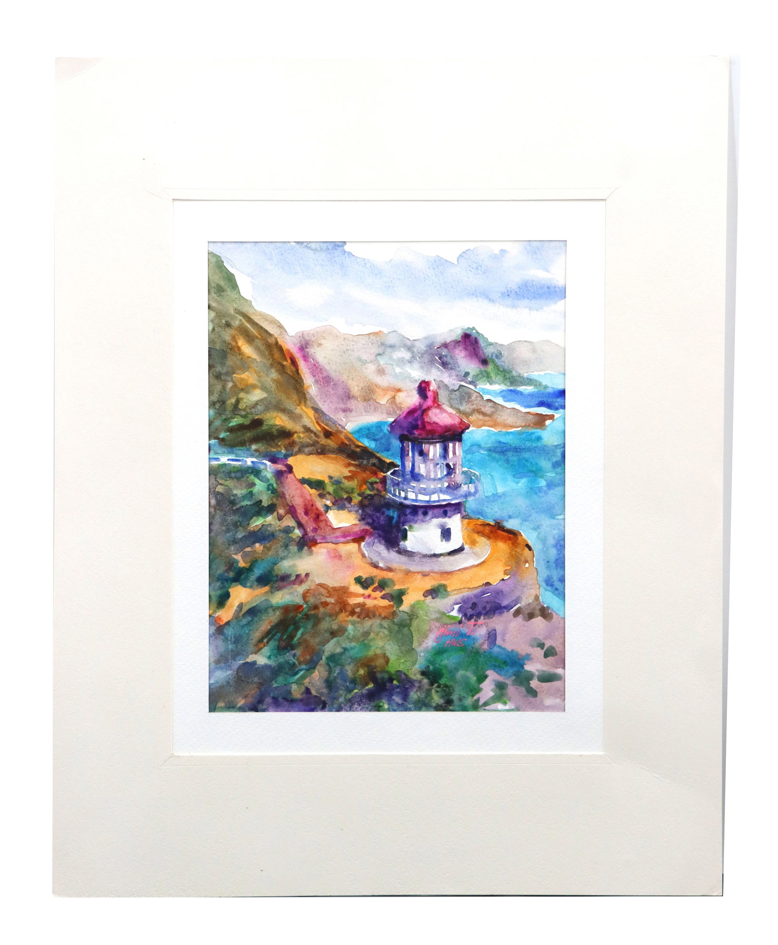Jimmy Uy Tablante (21st Century) Filipino/American, Watercolor Landscape with Lighthouse (1 of 8)
