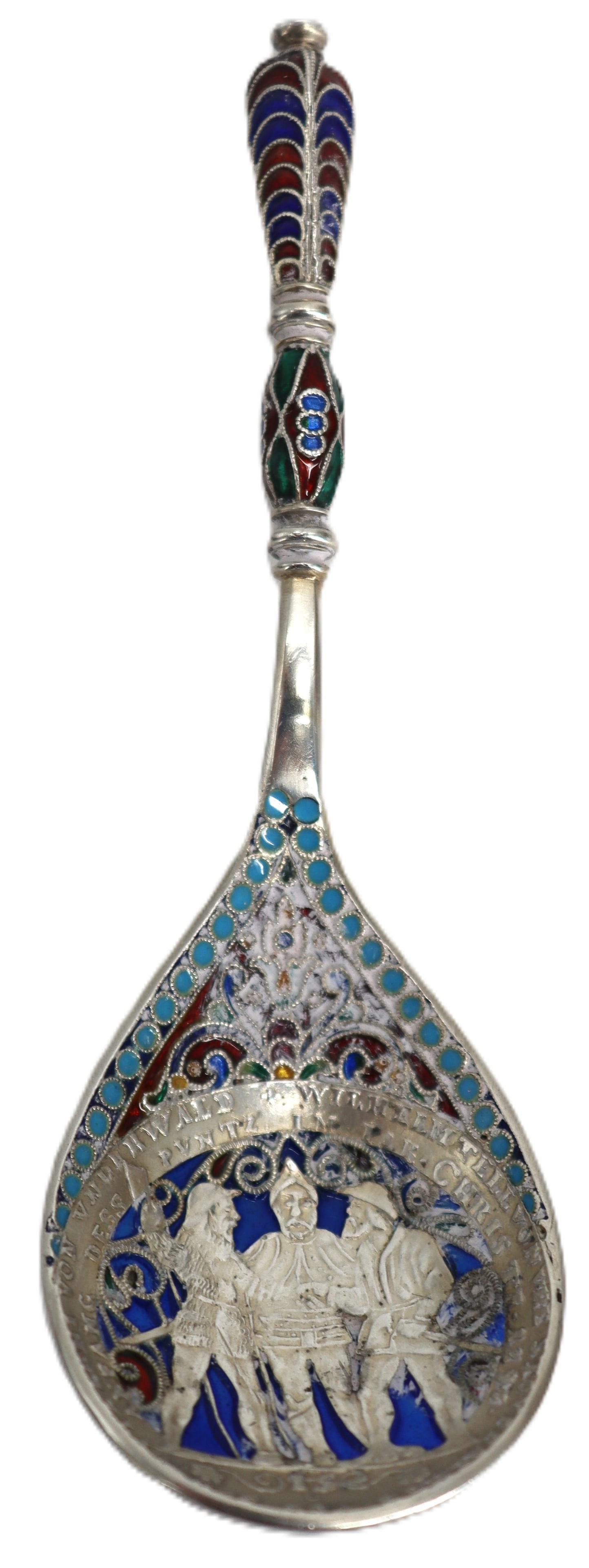 19th Century Russian Imperial Sterling Silver and Enameled Spoon - 1.085 ozt. (1 of 14)