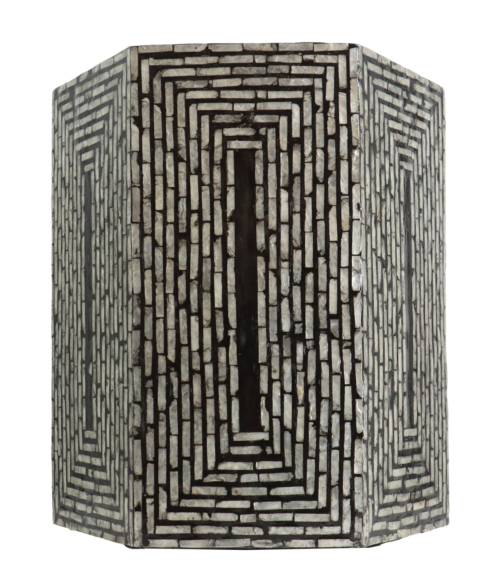 Thang Long Crafts Hexagonal Accent Fiberglass Stool with Mother of Pearl Inlays (1 of 15)
