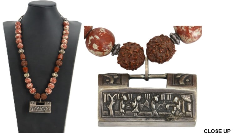 One Metal Lock Pendant With Stone Beads Single Strand Necklace (1 of 15)