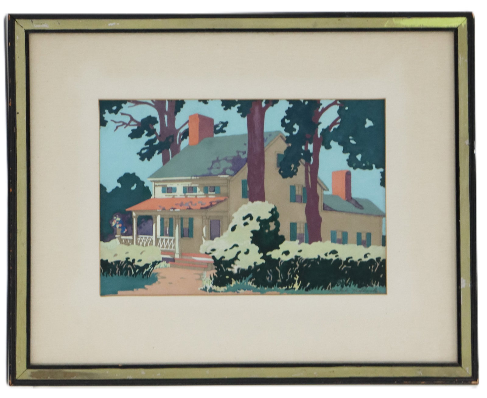 Mabel Hallock (20th Century) American, Oil on Board Painting of a Cape Cod House (1 of 8)