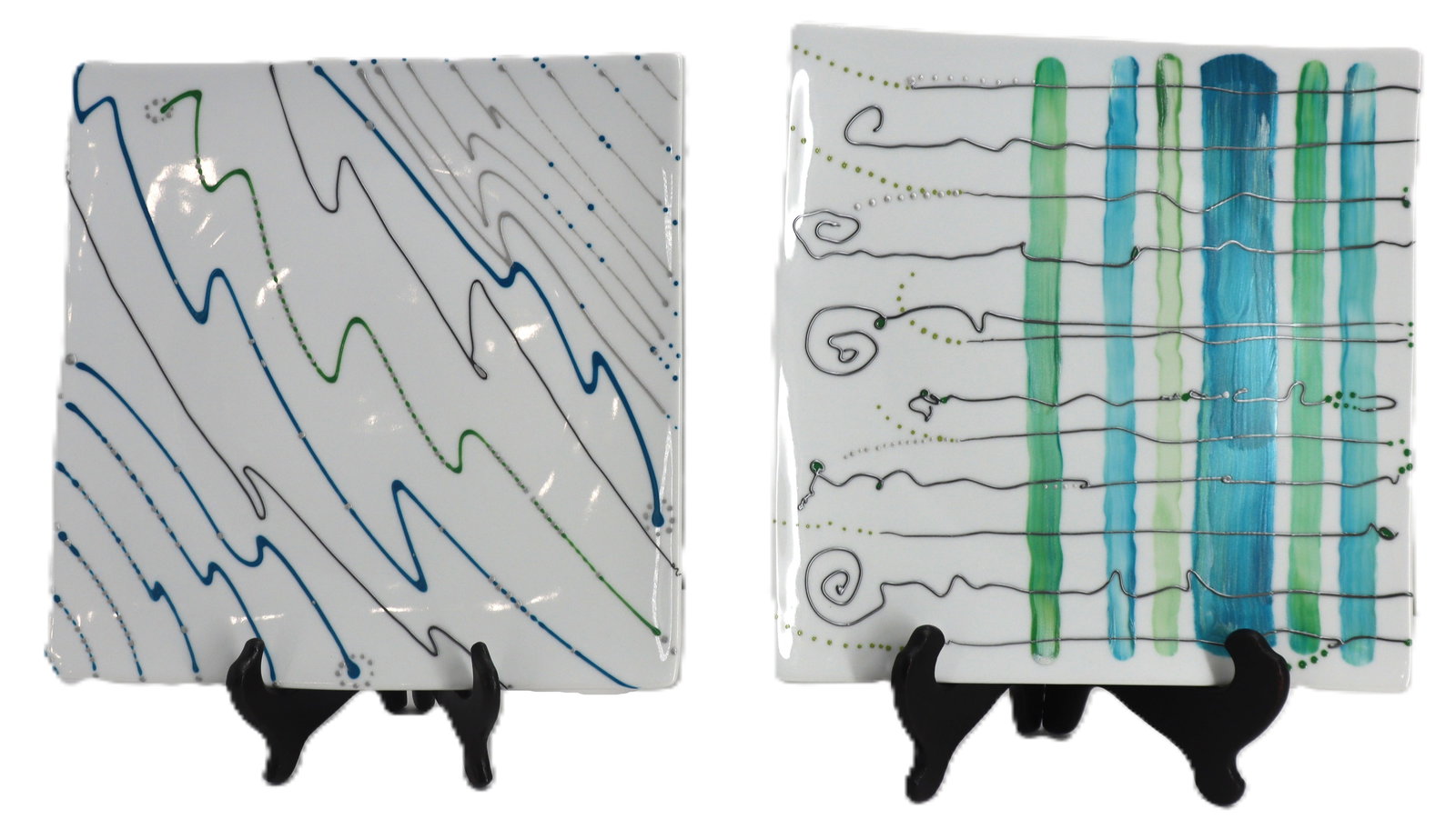 (2) Decorative Hand Painted Ceramic Plates (1 of 12)