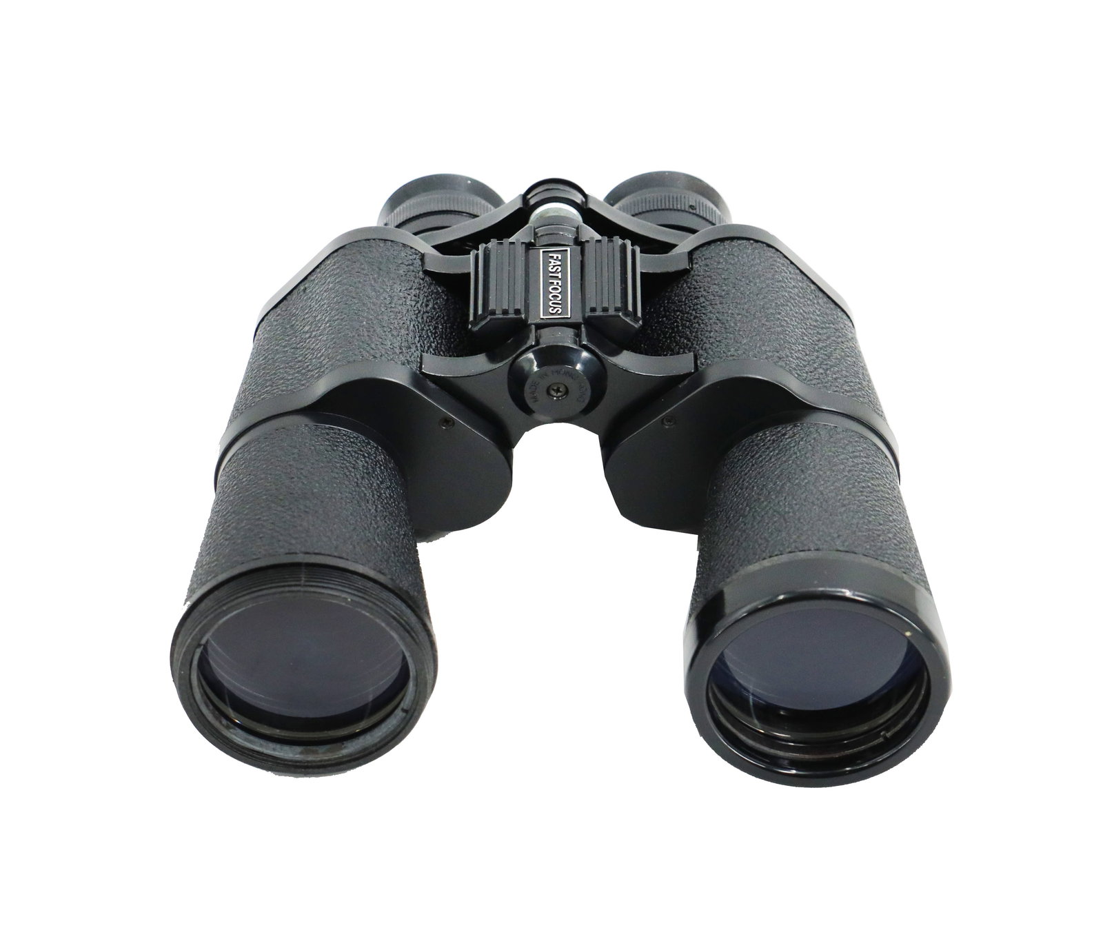 Jason Model 1113F Binoculars with Case: Jason Model 1113F Binoculars with Case. Pair of black, textured binoculars featuring a "FAST FOCUS" adjustment wheel and a
